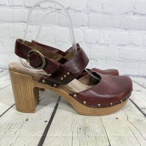 Dansko Clog Women Size 8.5-9 US 39 EU Brown Leather Platform Mary Jane Shoes